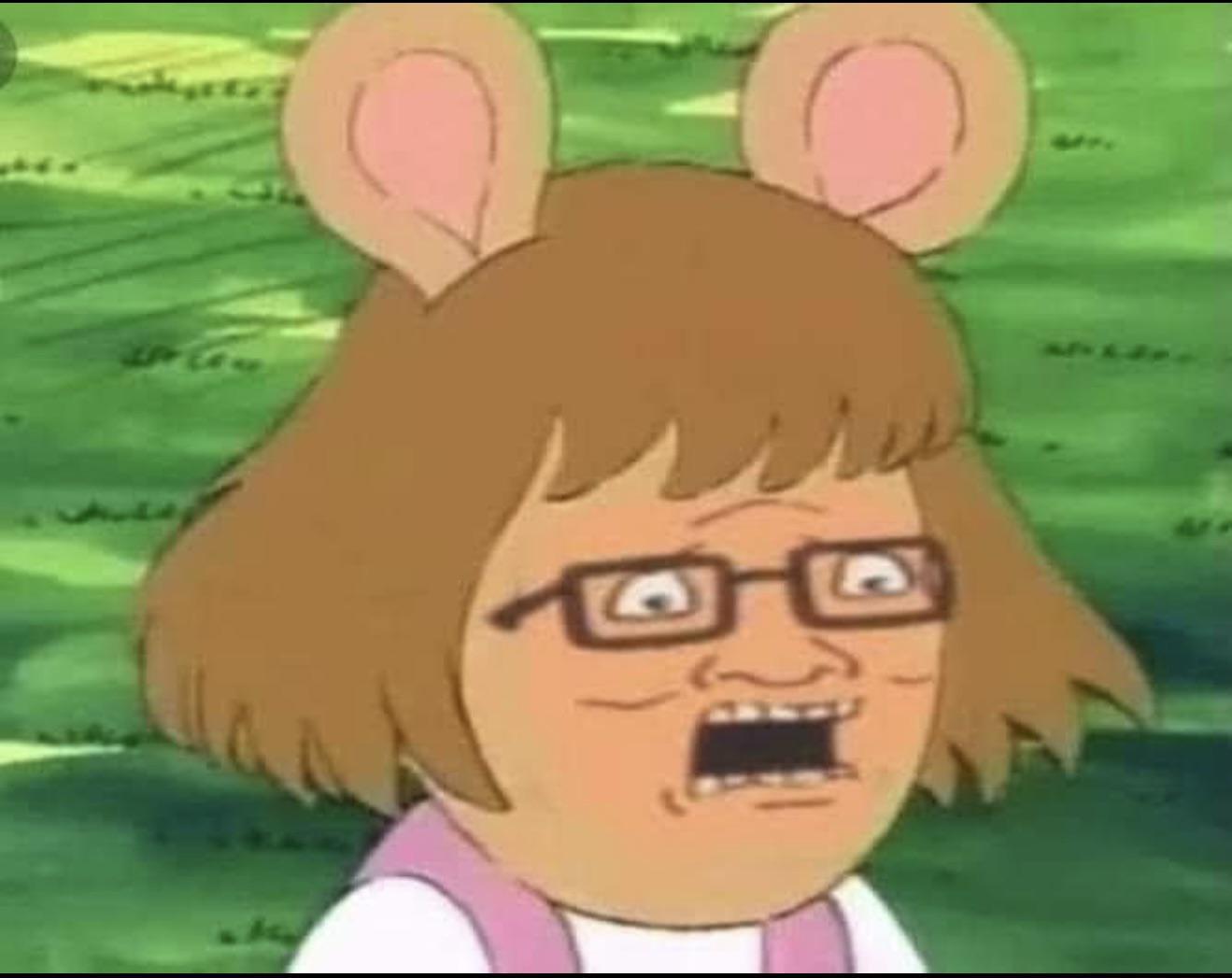 Hank Hill is horrified as a result of transforming into an anthropomorphic aardvark girl.