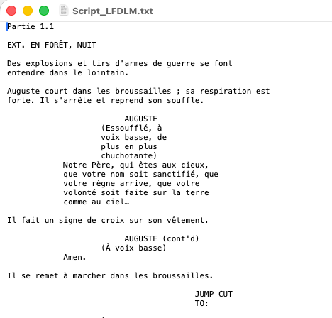 Contenu du fichier texte formaté
