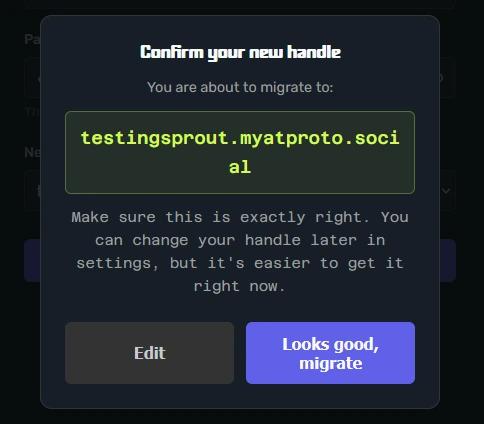 Screenshot of the confirmation window.